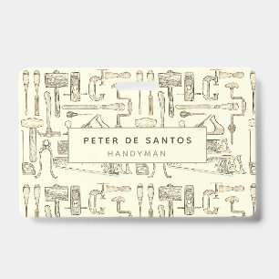 Illustrationen alter Werkzeuge für Zimmerleute Ausweis