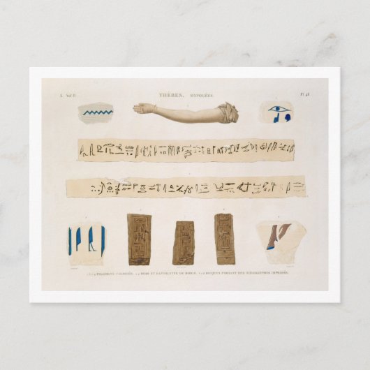 Illustrationen der Hieroglyphik und des Arms einer Postkarte (Vorderseite)