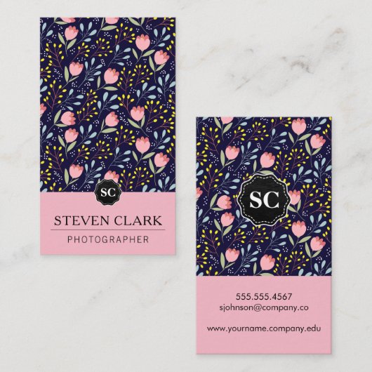 Illustrationen der natürlichen Blume / Monogramm ( Visitenkarte (Vorne/Hinten)