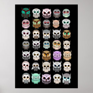 Illustrationen der niedlichen kleinen Owls Poster