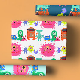 Illustrationen des hellen Rainbow-farbenen Monster Geschenkpapier Set