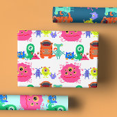 Illustrationen des hellen Rainbow-farbenen Monster Geschenkpapier Set