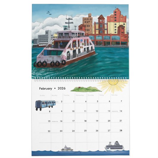 Illustrationen des Taiwan-Kalenders Kalender (Feb 2026)