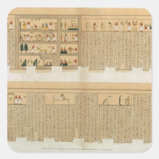 Illustrationen eines hierogischen Pampusmanuskript Quadratischer Aufkleber (Vorderseite)