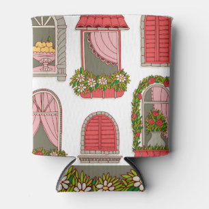 Illustrationen mit Vintagen Windows: Künstlerisch. Dosenkühler