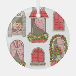 Illustrationen mit Vintagen Windows: Künstlerisch. Ornament Aus Glas