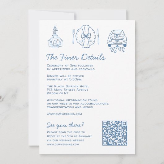 Illustrationen von der Hand gezeichnet Doodles Hoc Einladung (Rückseite)