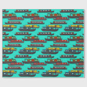 Illustrationen von Kanalbooten und Narrowboats Geschenkpapier (Flach)