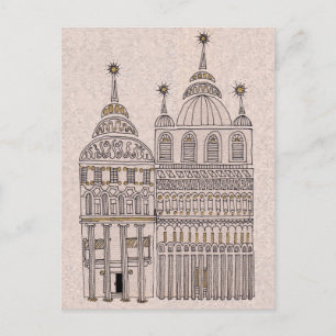 Illustrationen von märchenhaften Gebäuden Postkarte