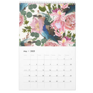 Illustrationen von tropischen Blume, Pflanze, Vöge Kalender