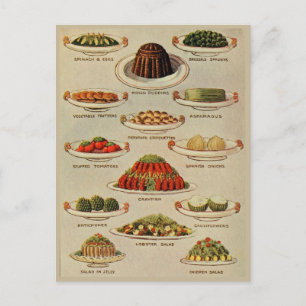 Illustrationen von Vintage-Salaten und Gemüsegeric Postkarte