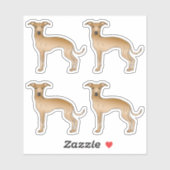 Illustrationen zum italienischen Greyhound Cartoon Aufkleber (Blatt)