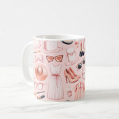 Illustrationen zur Mode. Nahtloses Muster Kaffeetasse (Vorderseite Links)