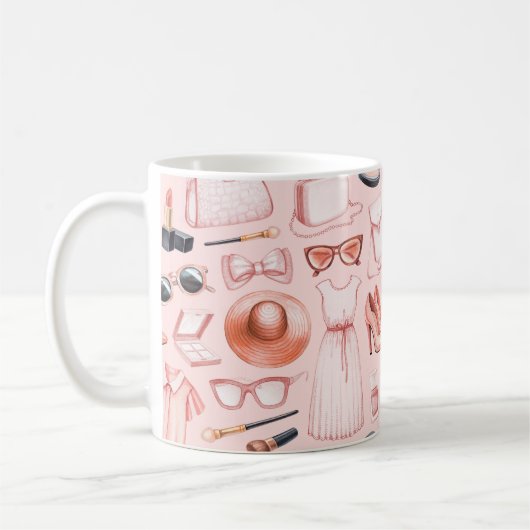 Illustrationen zur Mode. Nahtloses Muster Kaffeetasse (Links)