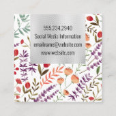 Illustrationen zur natürlichen Blume Quadratische Visitenkarte (Rückseite)