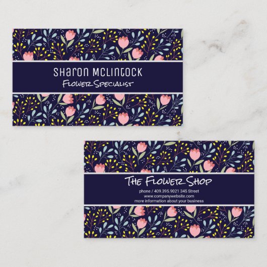 Illustrationen zur natürlichen Blume Visitenkarte (Vorne/Hinten)