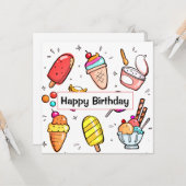 Illustrationen zur niedlichen Eiscreme Karte (Vorderseite/Rückseite Beispiel)