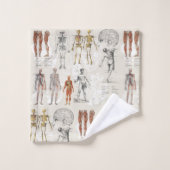 Illustrationen zur Vintagen Anatomie Badhandtuch Set (Waschlappen)