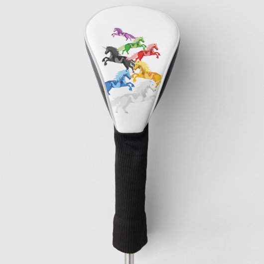 Illustrations-bunte wilde Einhörner Golf Headcover (Vorderseite)