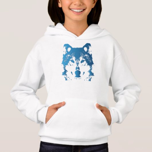 Illustrations-Eis-Blau-Wolf Hoodie (Vorderseite)