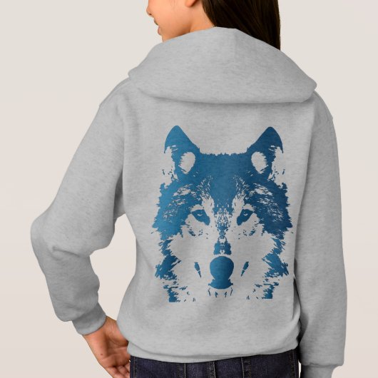 Illustrations-Eis-Blau-Wolf Hoodie (Rückseite)