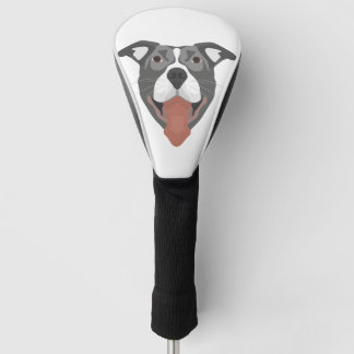 Illustrations-Hund lächelndes Pitbull Golf Headcover