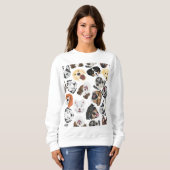 Illustrations-Muster-Hunde Sweatshirt (Vorne ganz)