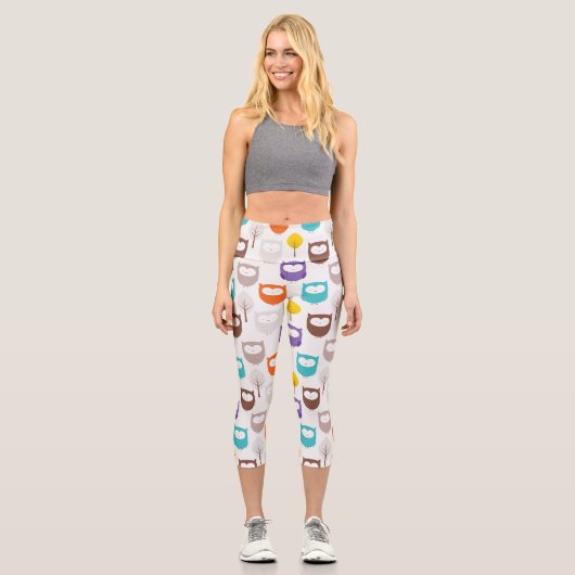 Illustrationsblätter und Blätter Capri Leggings (Vorderseite)