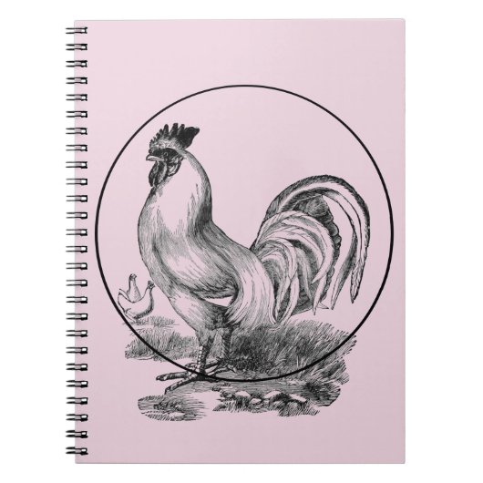 Illustrationsbuch mit altem Hahn Notizblock (Vorderseite)