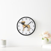 Illustrationsdesign des großen Dane-Hunde-Cartoon Runde Wanduhr (Zuhause)