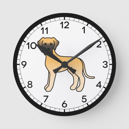 Illustrationsdesign des großen Dane-Hunde-Cartoon Runde Wanduhr (Vorderseite)