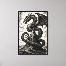 Illustrationsdrache auf dem Berg