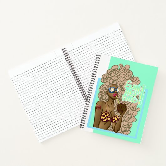 Illustrationsfrau im Sommer Notizblock (Innenseite)