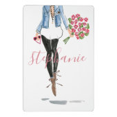 Illustrationsfrau mit Blume Mini Klemmbrett (Rückseite)