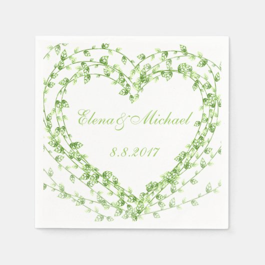 Illustrationsgrüne Blätter Wreath Wedding Customiz Serviette (Vorderseite)