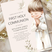 Illustrationsjunge Prachen 1. Heilige Kommunionscr Einladung