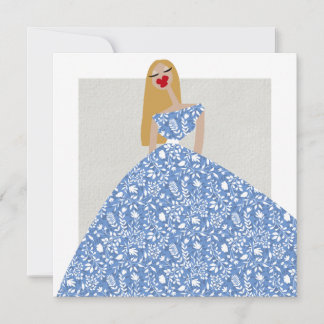 Illustrationskarte für das weiße Blumenkleid Einladung
