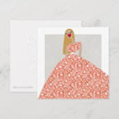 Illustrationskarte für das weiße Blumenkleid Einladung (Vorne/Hinten)