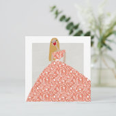 Illustrationskarte für das weiße Blumenkleid Einladung (Stehend Vorderseite)