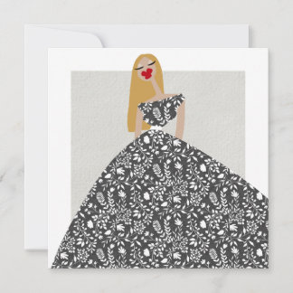 Illustrationskarte für das weiße Blumenkleid Einladung