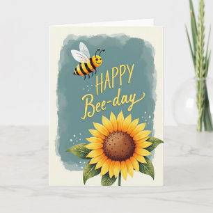 Illustrationskarte zum Geburtstag einer Biene mit  Karte