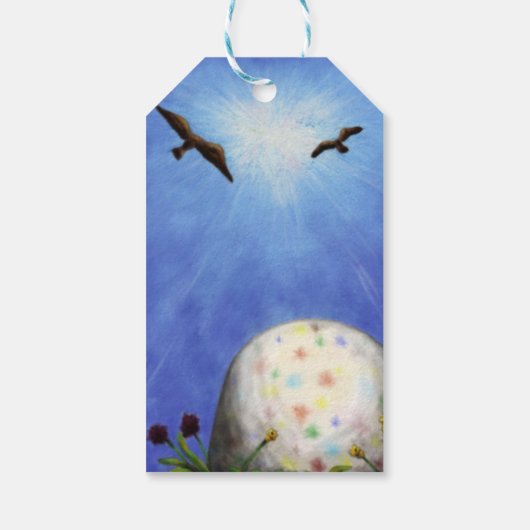 Illustrationskunst Osterei im Gras Geschenkanhänger (Rückseite)