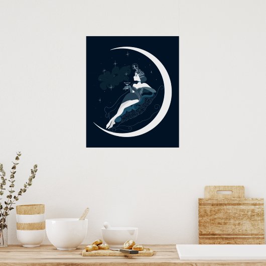 Illustrationskünstlerin Deko mit Mond (Küche)