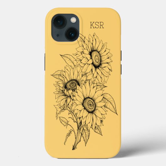 Illustrationsmonographie der Sonnenblumen Case-Mate iPhone Hülle (Rückseite)