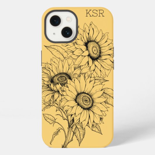 Illustrationsmonographie der Sonnenblumen iPhone Hülle (Rückseite)