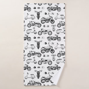 Illustrationsmotorräder Roller und Helme Badehandtuch