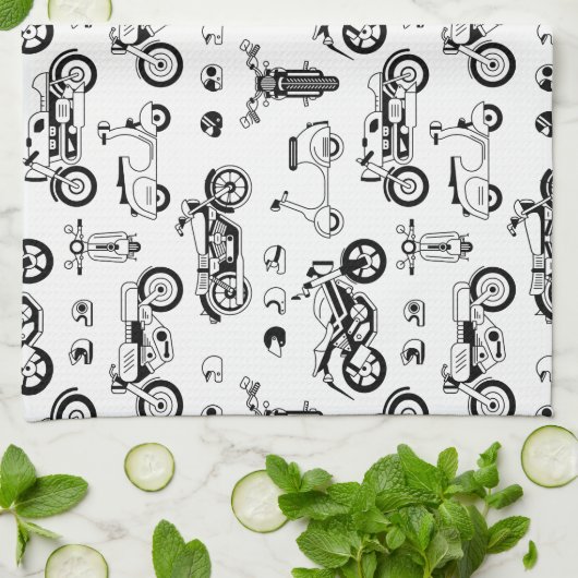 Illustrationsmotorräder Roller und Helme Geschirrtuch (Gefaltet)