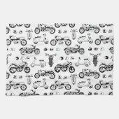 Illustrationsmotorräder Roller und Helme Geschirrtuch (Horizontal)