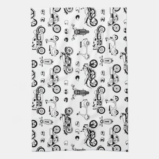 Illustrationsmotorräder Roller und Helme Geschirrtuch (Vertikal)