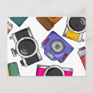 Illustrationsmuster Fotokamera Postkarte